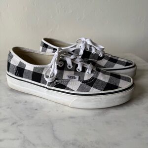 Women’s Madewell Vans Authentic Gingham Checkered Black White 7.5